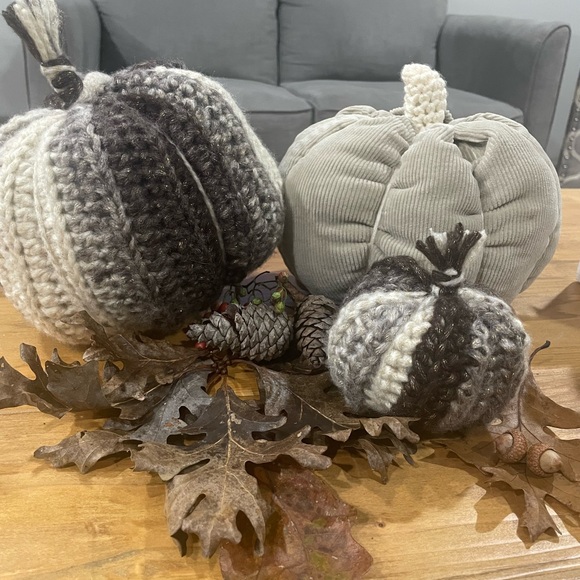 🍁THANKSGIVING CENTERPIECE Hand Crocheted Stuffed Pumpkins - Picture 3 of 3